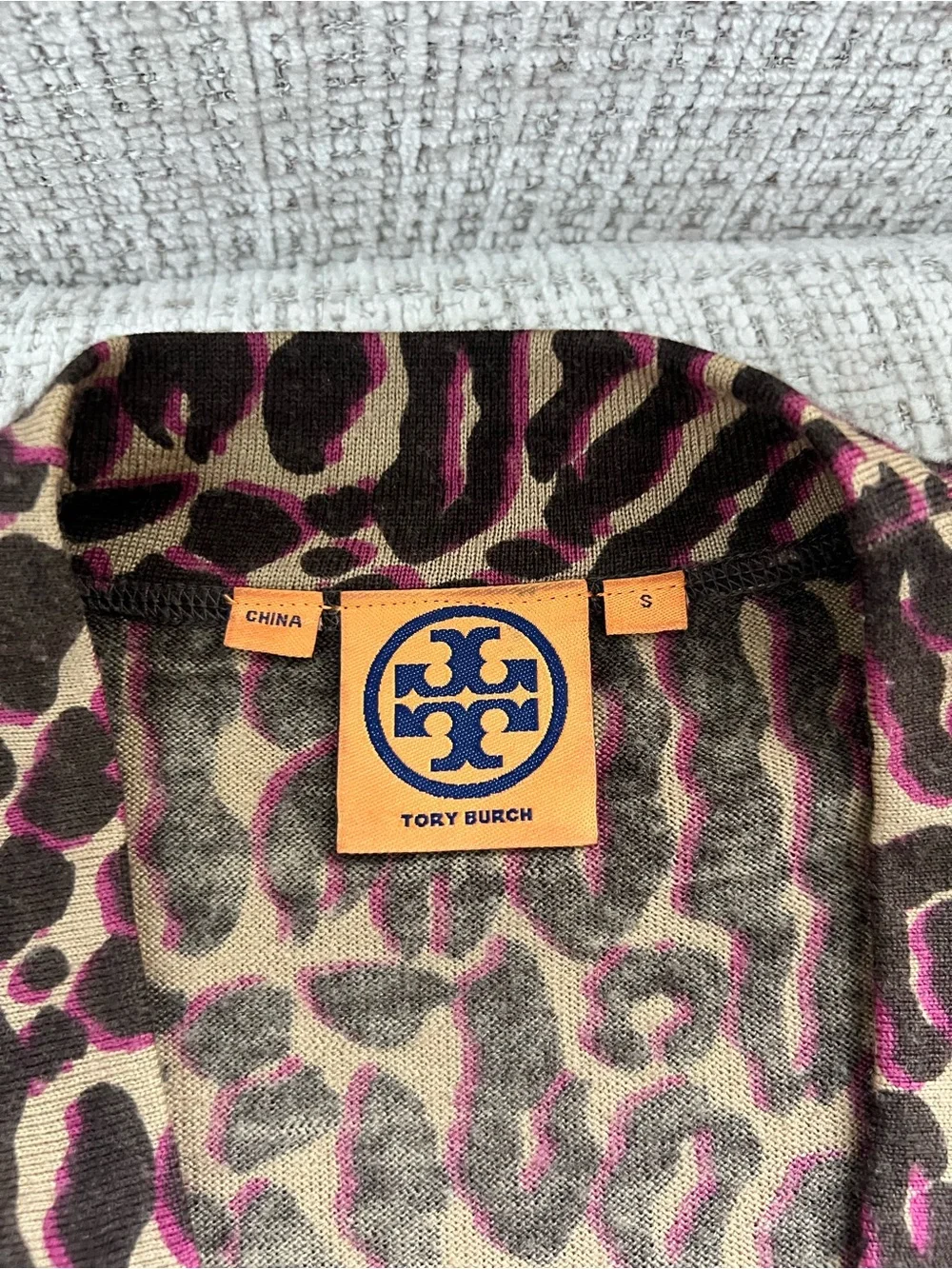 Tory Burch Pink and Black Leopard Print Cardigan
